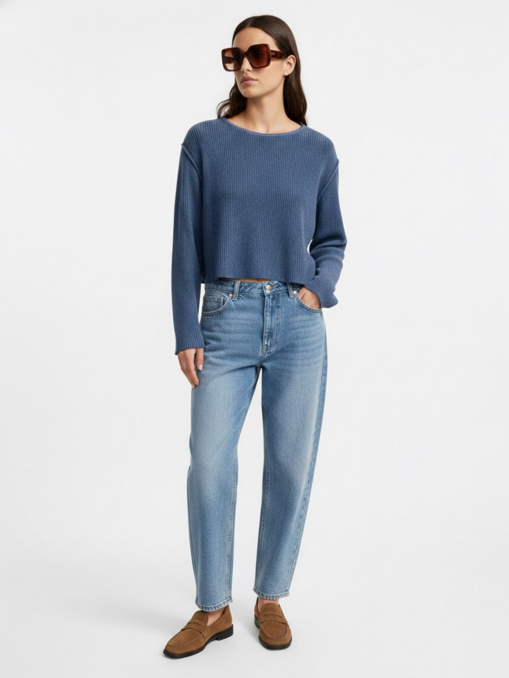 Mavi Rahat Kalıp Triko