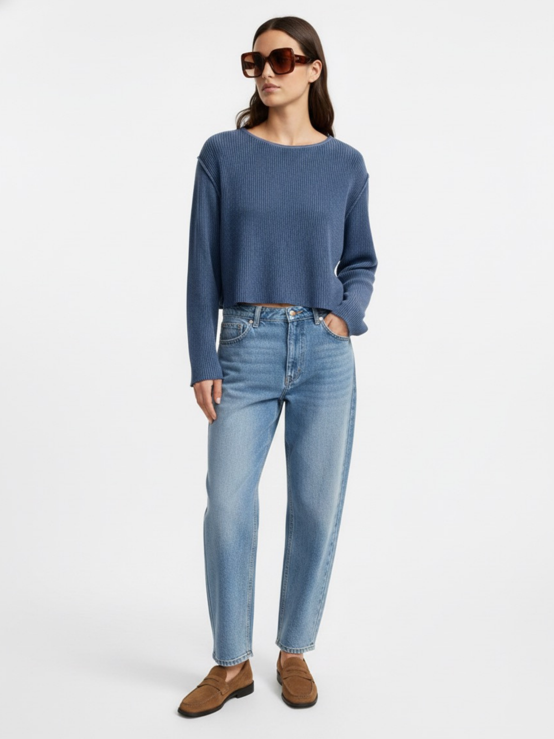 Mavi Rahat Kalıp Triko