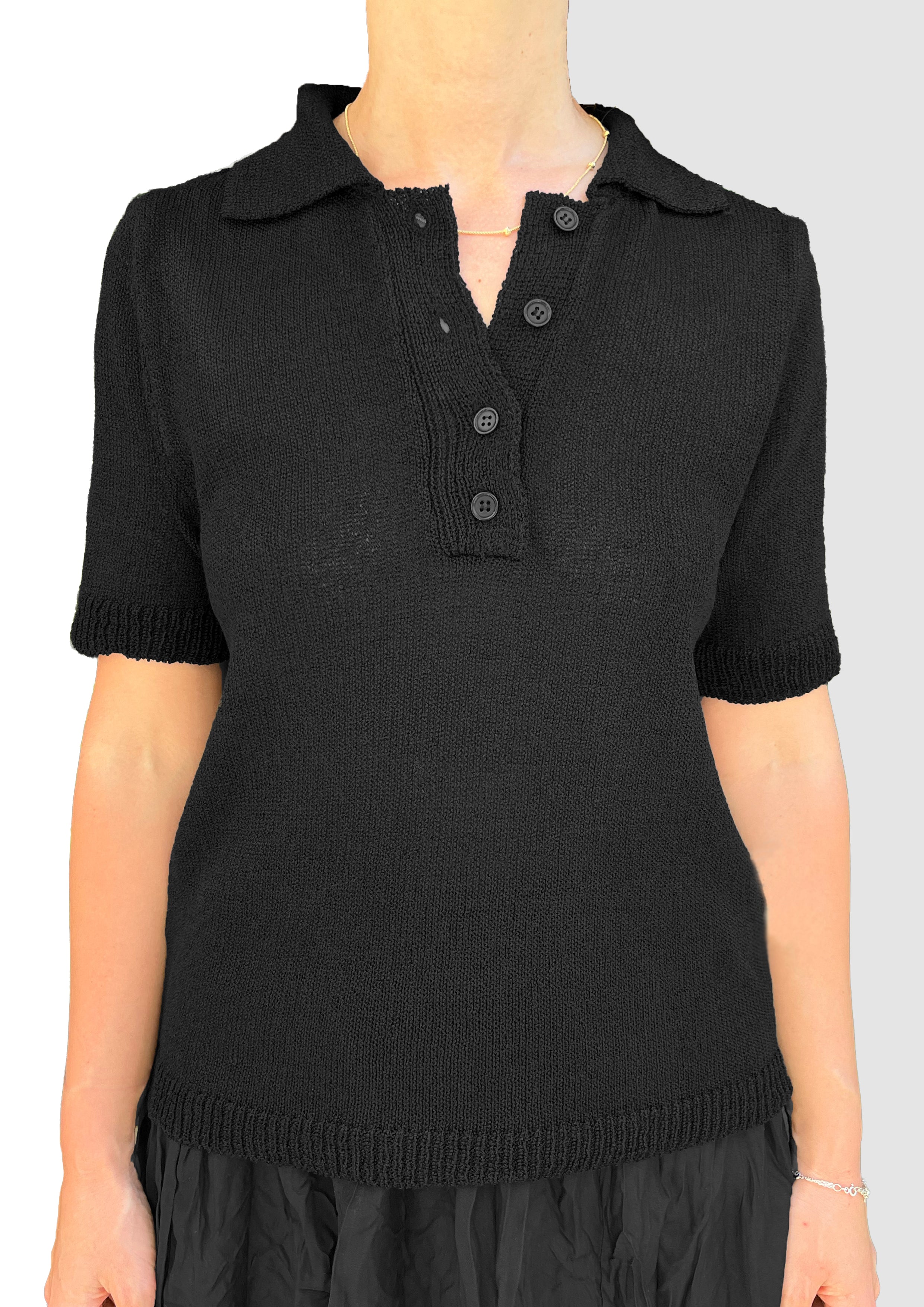 Siyah Polo Yaka Triko Tişört