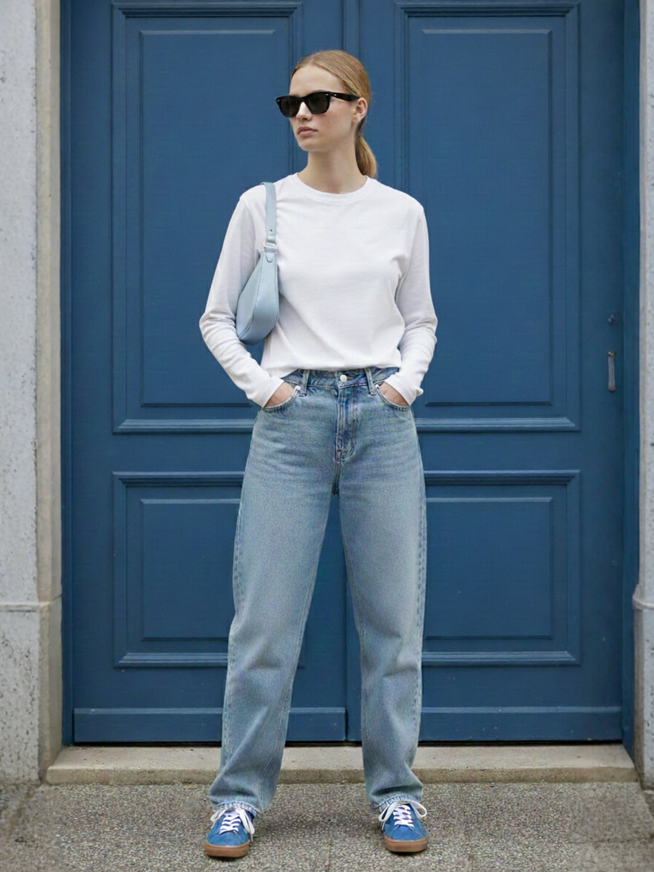 Beyaz Uzun Kollu Pamuk Üst