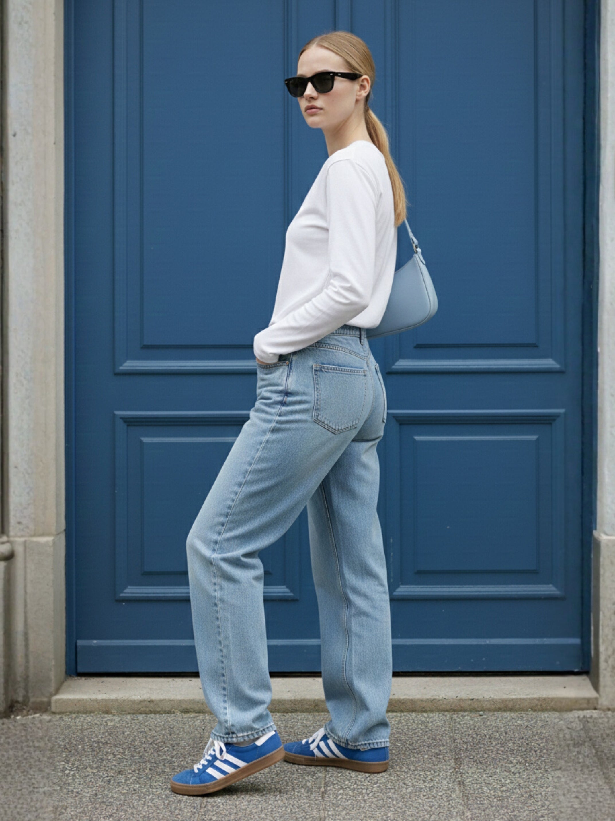 Beyaz Uzun Kollu Pamuk Üst