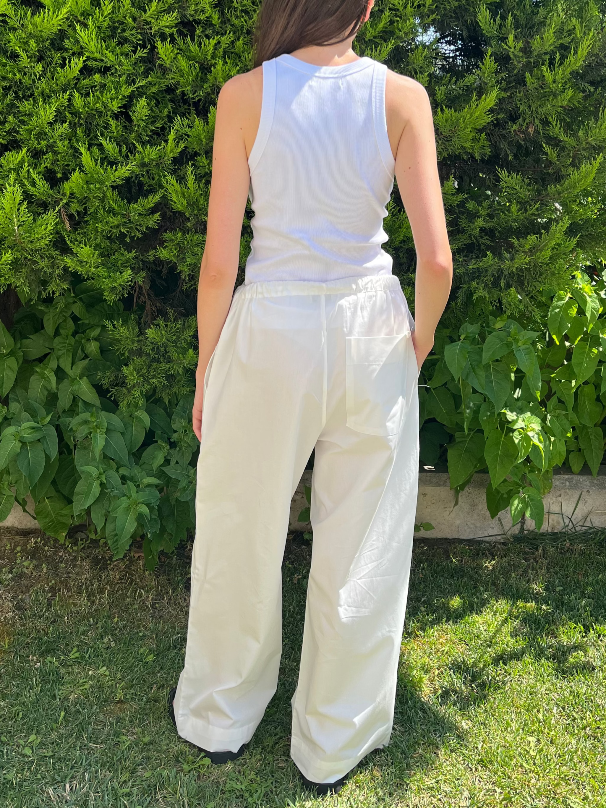 Beyaz Poplin Pantolon