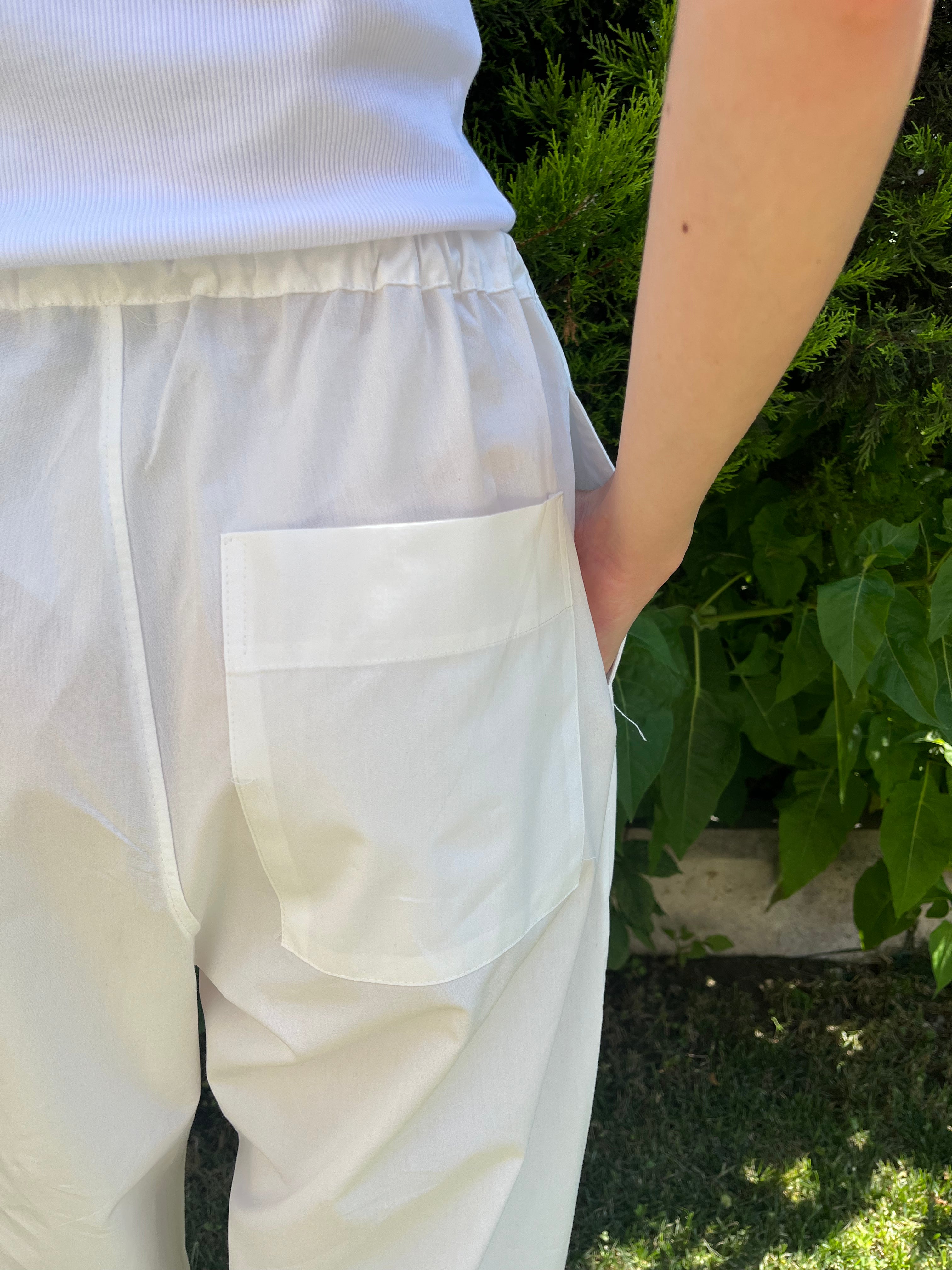 Beyaz Poplin Pantolon