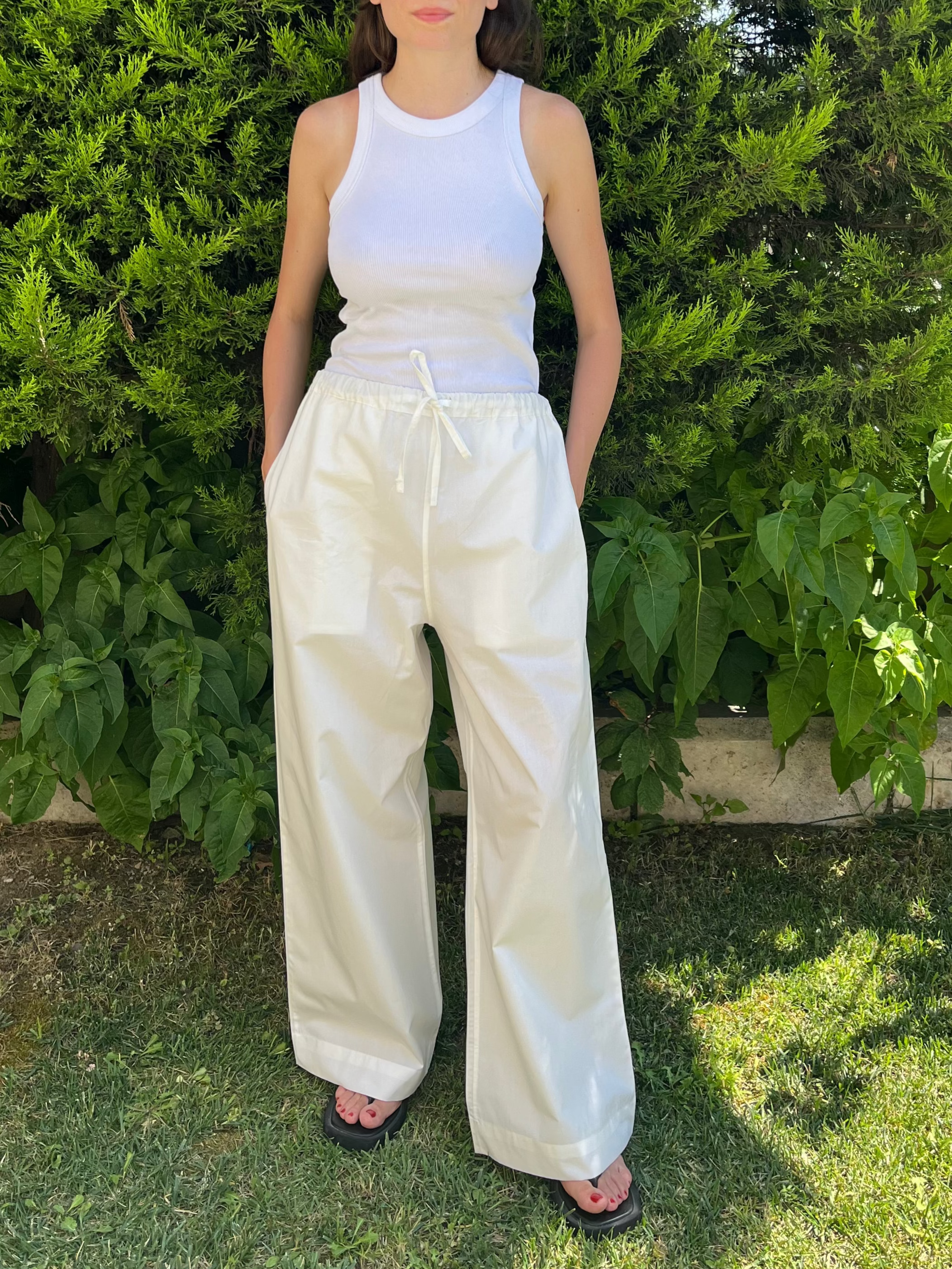 Beyaz Poplin Pantolon