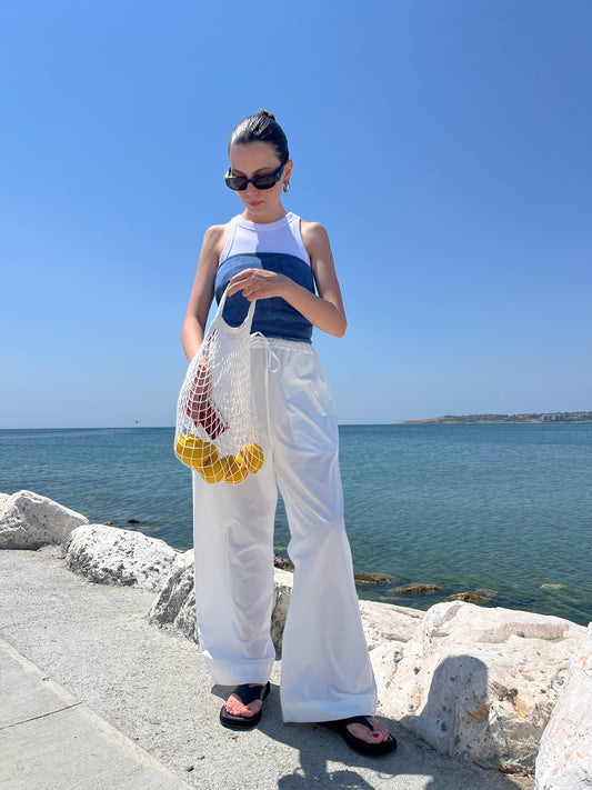 Beyaz Poplin Pantolon