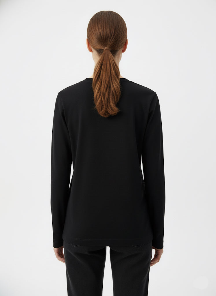 Siyah Uzun Kollu Pamuk Üst