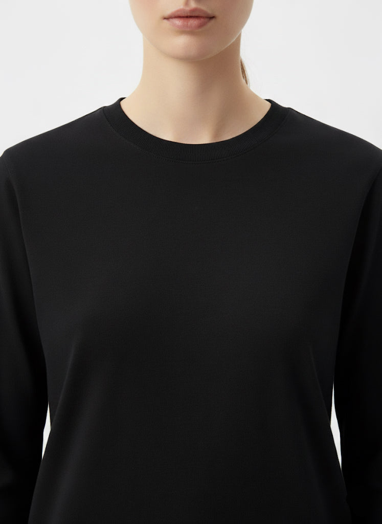 Siyah Uzun Kollu Pamuk Üst