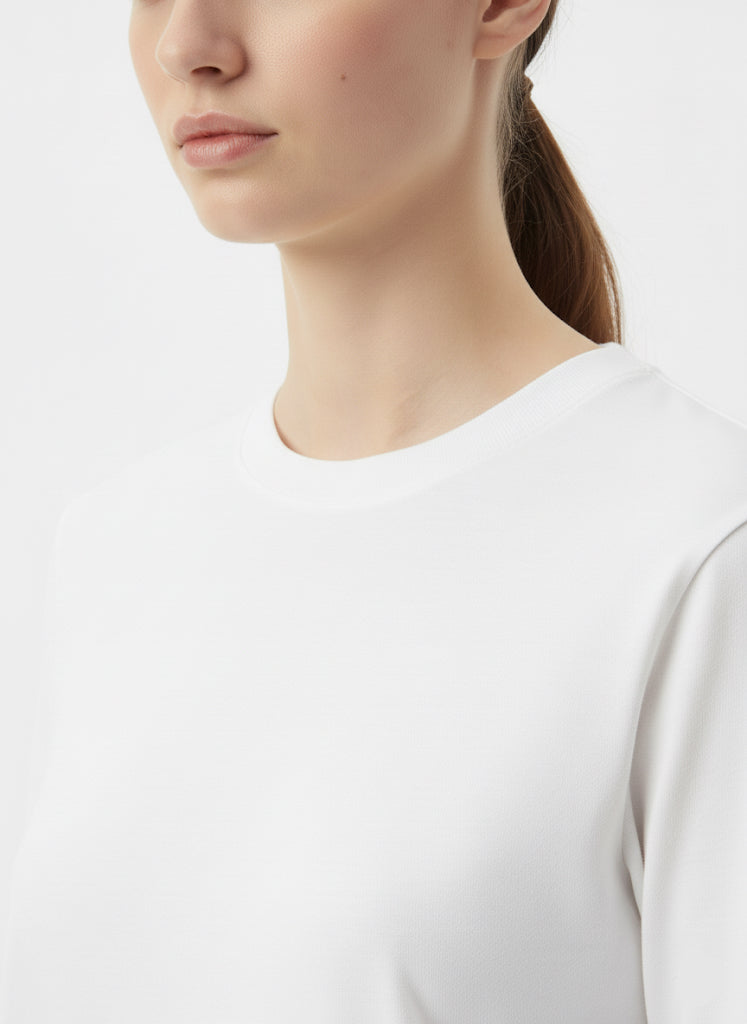 Beyaz Uzun Kollu Pamuk Üst