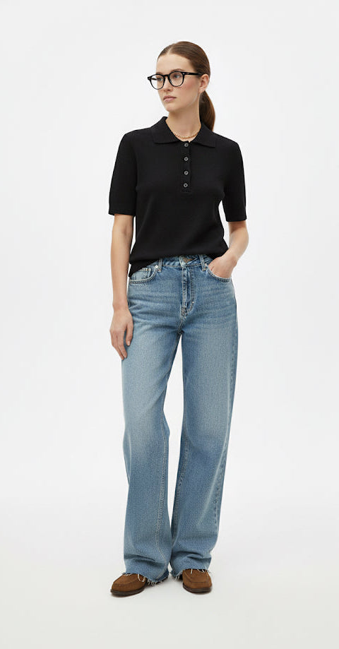 Siyah Polo Yaka Triko Tişört