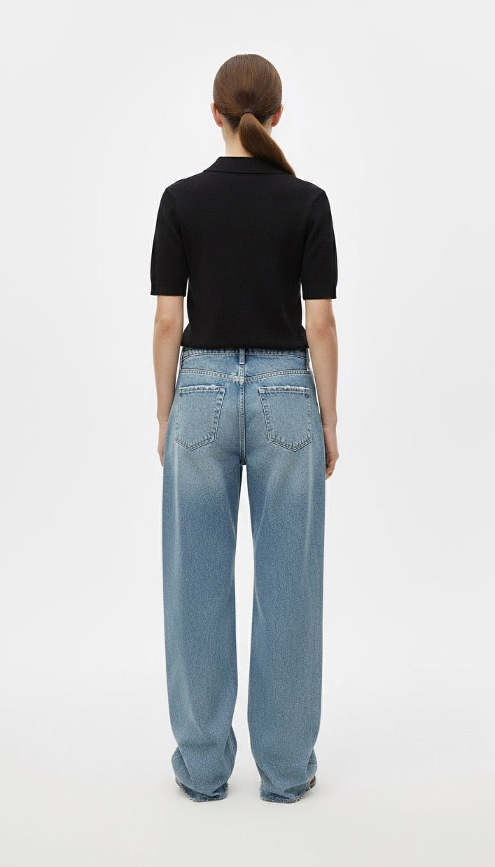 Siyah Polo Yaka Triko Tişört