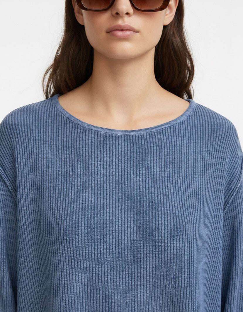 Mavi Rahat Kalıp Triko