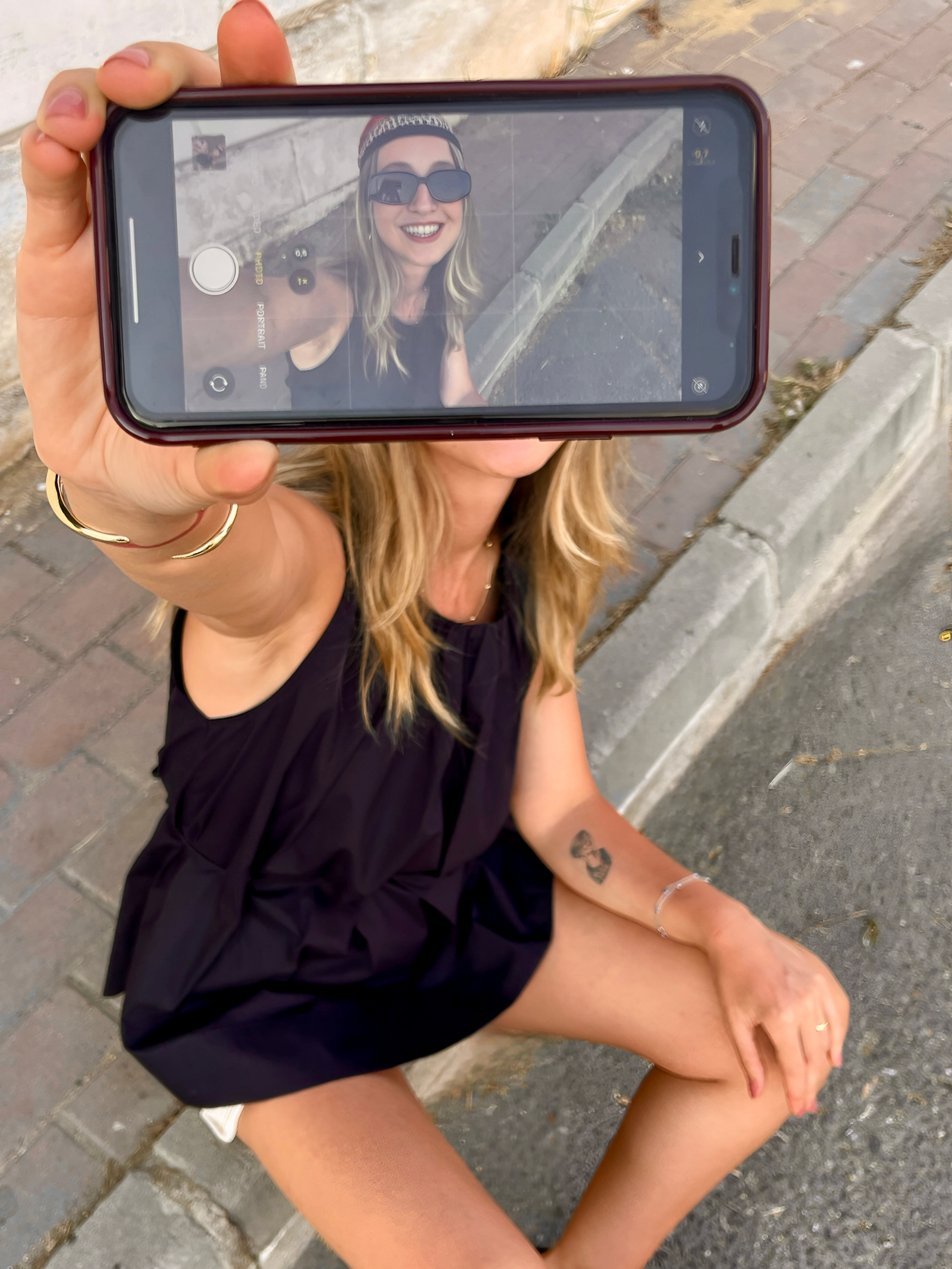 Lacivert Bel Detaylı Poplin Bluz