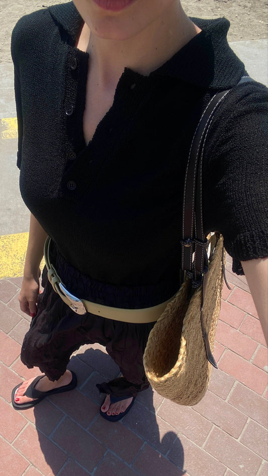 Siyah Polo Yaka Triko Tişört